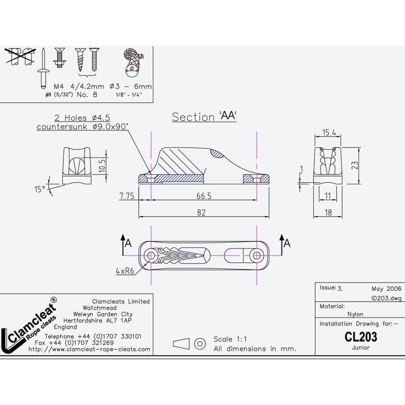 Chargez l&#39;image dans la visionneuse de la galerie, ClamCleat® Nylon Junior ø3 à 6mm
