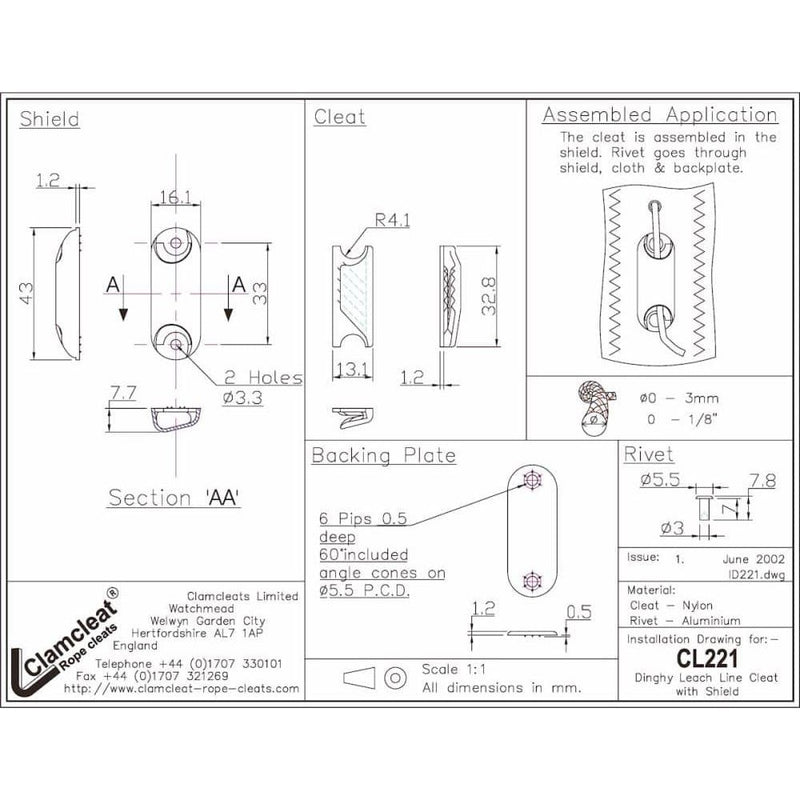 Chargez l&#39;image dans la visionneuse de la galerie, ClamCleat® Nerf de Chute Voile ø1 à 3mm
