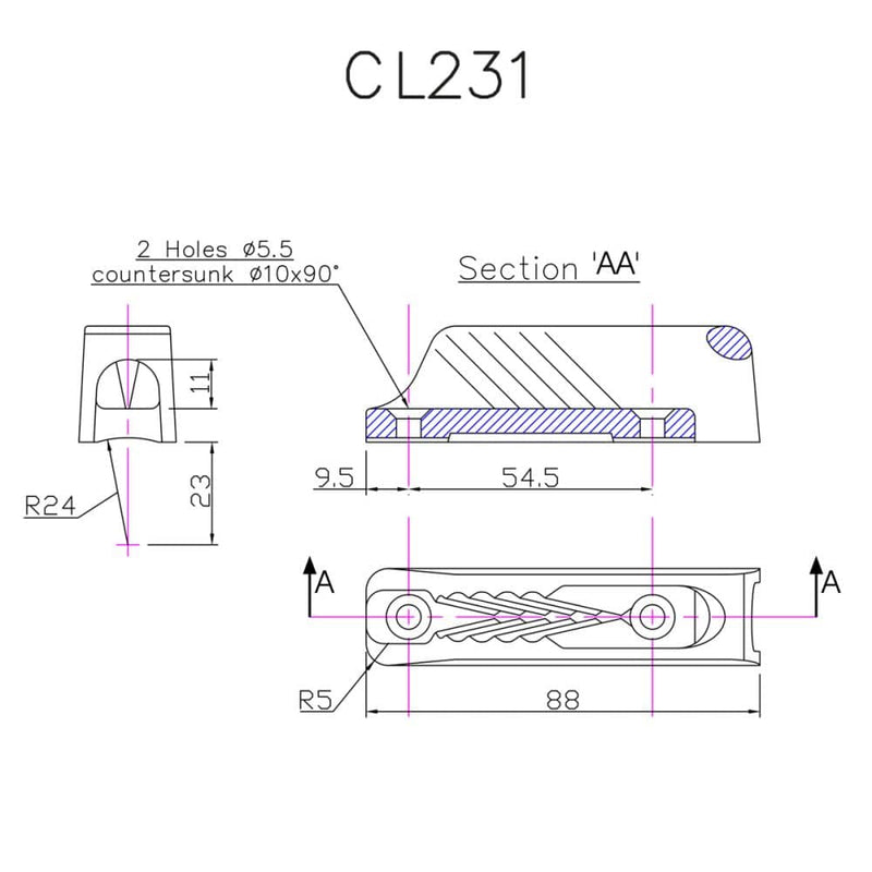 Laden Sie das Bild in Galerie -Viewer, Clam-Cleat 8 mm offenes Nylon
