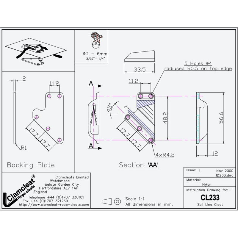 Load image into Gallery viewer, Nylon Sailing Clam-Cleat - White
