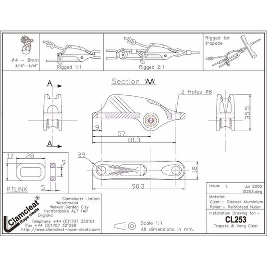 Trapeze Clam-Cleat CL253