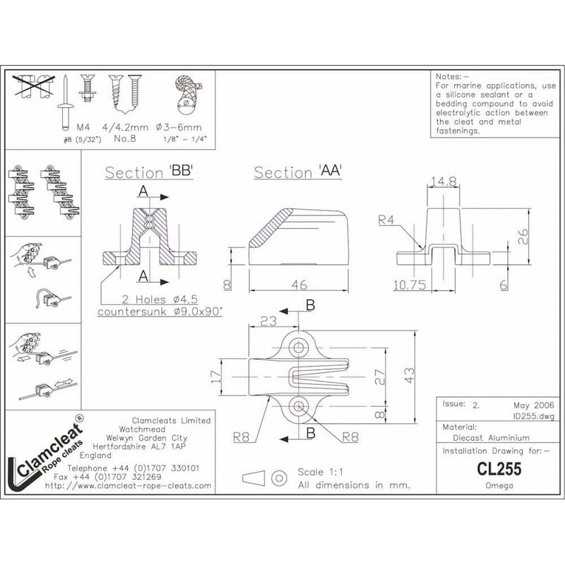 Load image into Gallery viewer, ClamCleat® Alu Inversé Omega ø3 à 6mm
