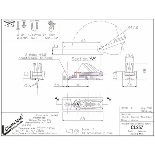 Clam-Cleat mini rocker CL257