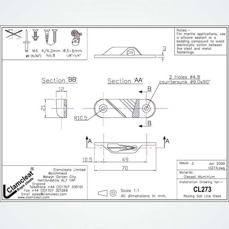 Load image into Gallery viewer, Clam-Cleat Aluminum port threader 3-6mm CL273
