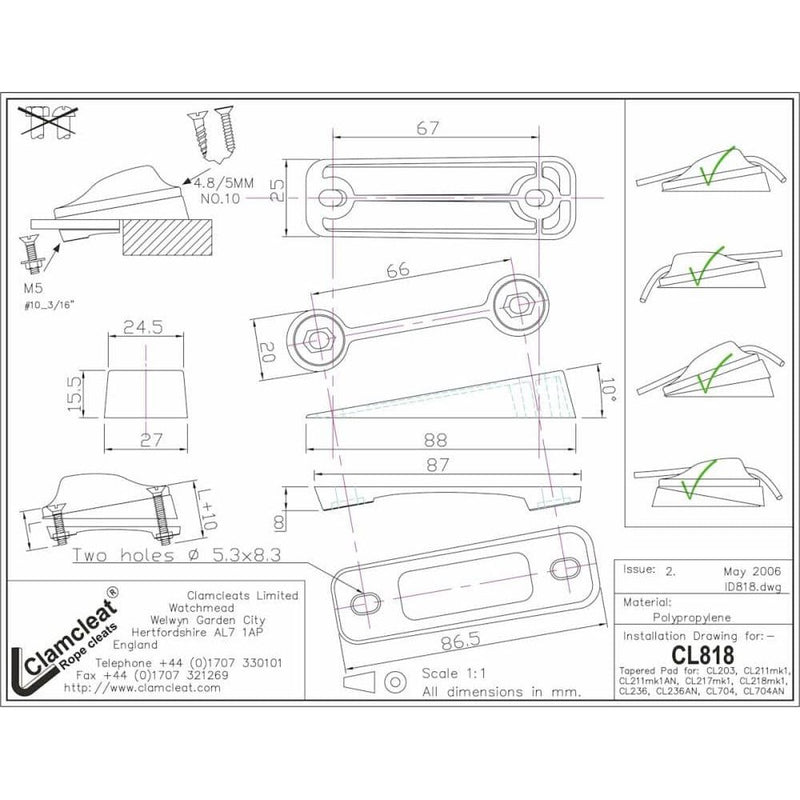 Load image into Gallery viewer, Inclined Wedge for Clam-Cleat CL203/CL211/CL217/CL218/CL236
