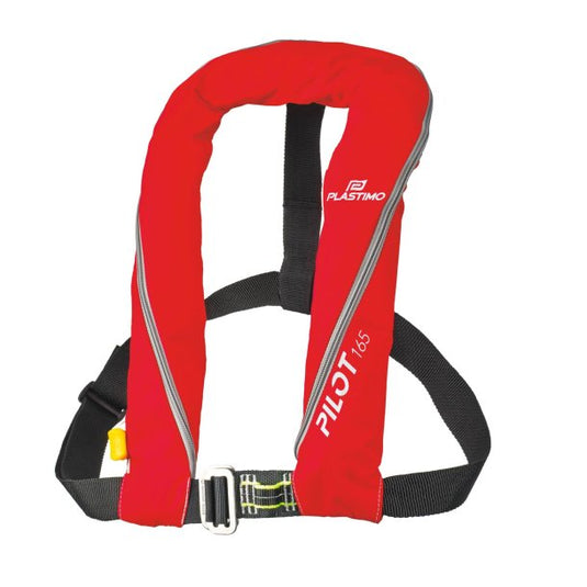 Pilot 165 inflatable vest with red manual harness