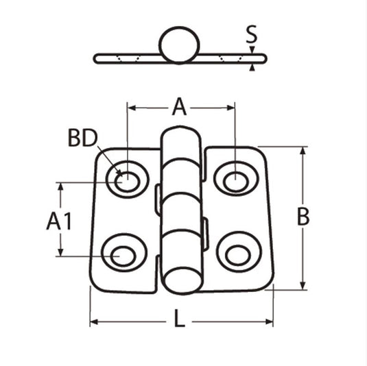 Charnière Inox A4 38 x 38mm