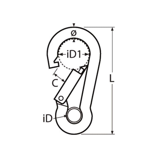 Ösenkarabiner aus Edelstahl