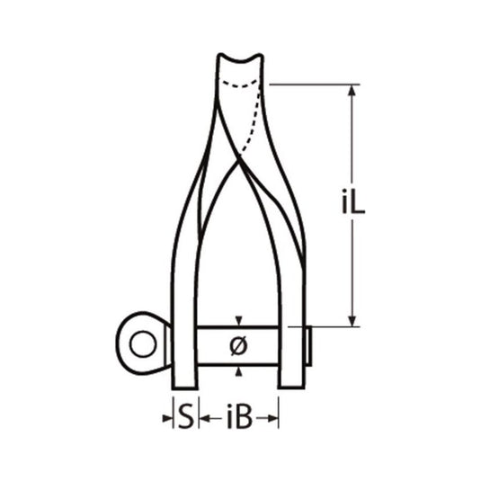 Gestanzter Rumpfschäkel aus Edelstahl Ø5 - 12/37 mm